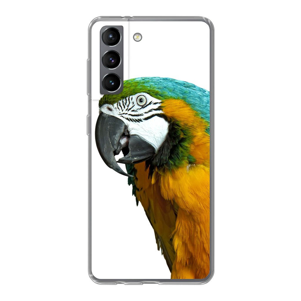 MuchoWow Handyhülle Schutzhülle Hülle für Samsung Galaxy S21 Papagei - Vogel - Federn - Porträt Silikon Softcase Handy Hülle - Softcase
