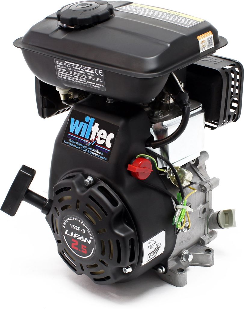 LIFAN 152 Handstart Benzinmotor mit 2,45 PS (1,8 kW) Einzylinder für Kleinmaschinen & Karts, luftgekühlter 4-Takt Motor mit 15 mm Kurbelwelle und...