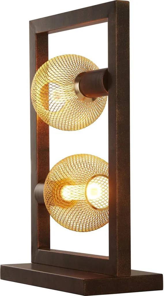 Lampe à poser métal rouillé 46 cm 2 flammes pour éclairer les coins sombres