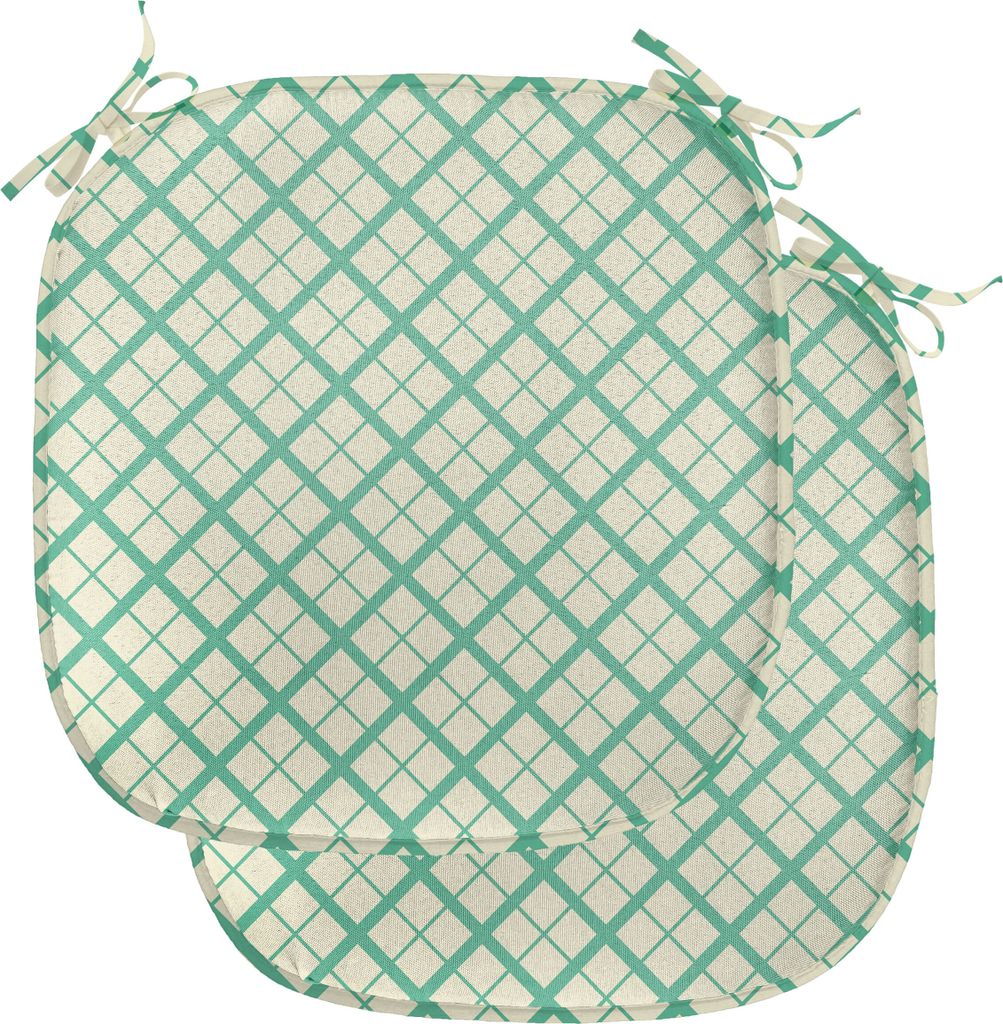 ABAKUHAUS Retro Polster für Esszimmerstühle, Karomuster Linien, Dekoratives wasserfestes Kissen mit Riemen für Küchensitze, 40 cm x 40 cm-2er P...