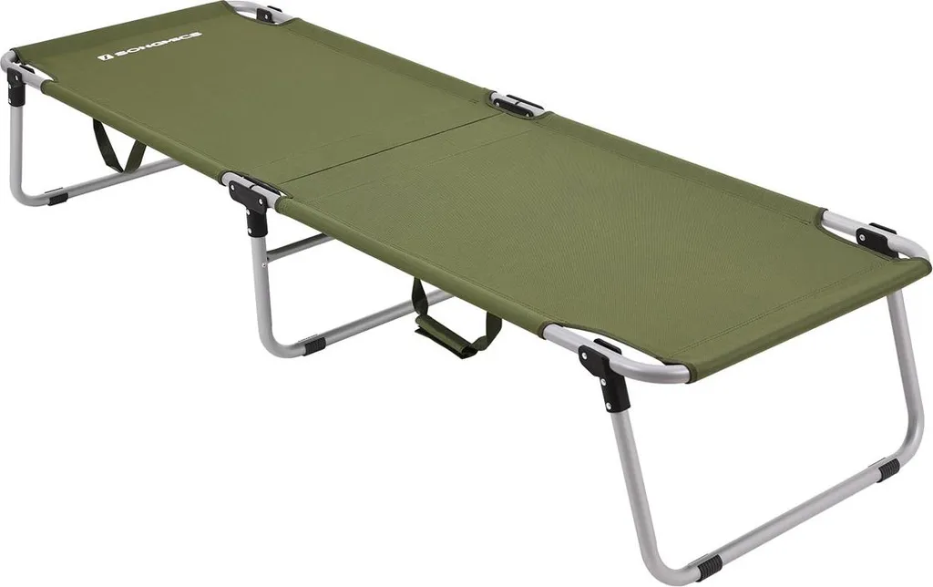 Lit de camping pliable 190 x 63 x 36 cm olive en acier robuste et stable