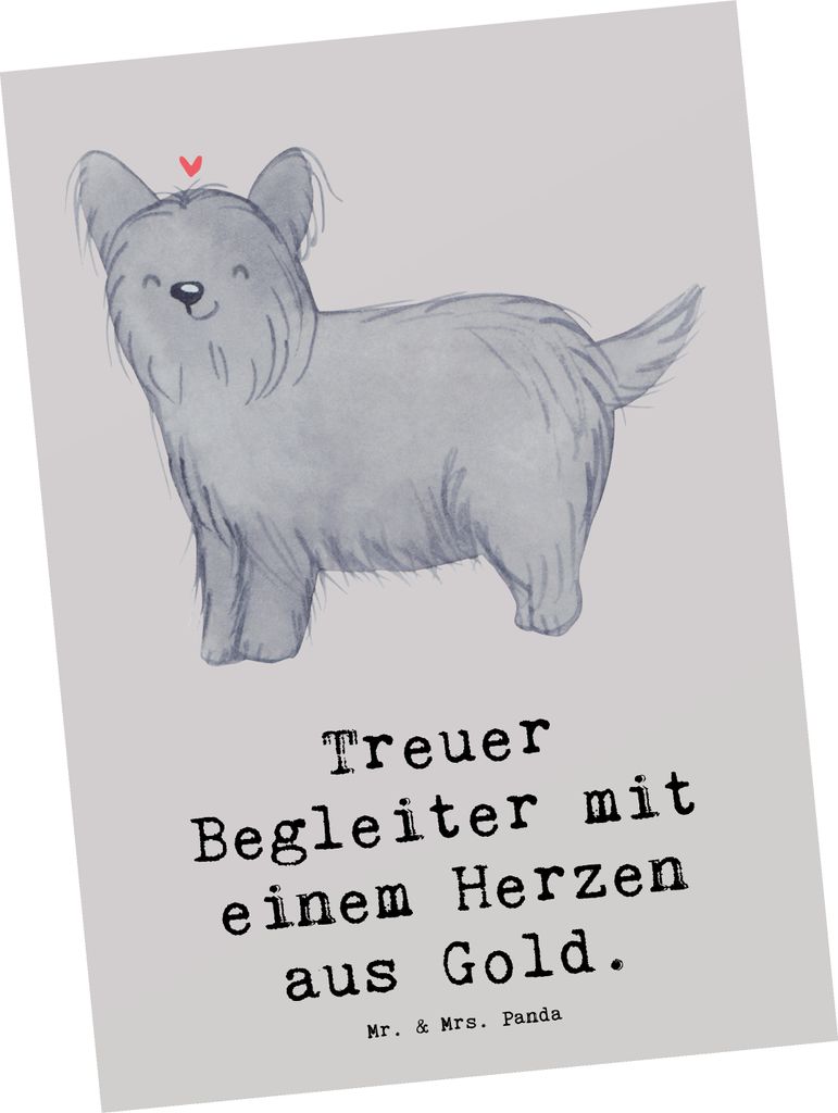 Mr. & Mrs. Panda Postkarte Skye Terrier Herz - Grau Pastell Produktbild 