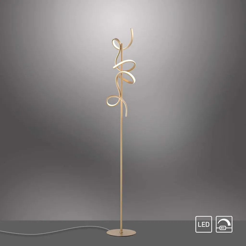 Lampadaire LED laiton mat intensité variable H 156 cm - Design Moderne - 9
