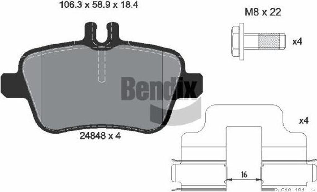 BENDIX Braking BPD1576 Bremsbelagsatz, Scheibenbremse OE 440605DA0A kompatibel mit A-Klasse, B-Klasse, CLA, GLA-Klasse, SLC, SLK