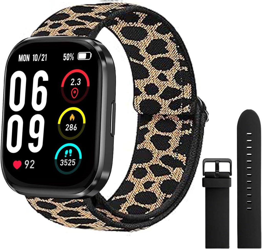 Vtkp Smartwatch 2.1 Zoll HD Touchscreen mit Bluetooth Anrufen 110+ Sportmodi Fitness und Schlaf Tracker Herzfrequenz wasserdicht kompatibel iOS