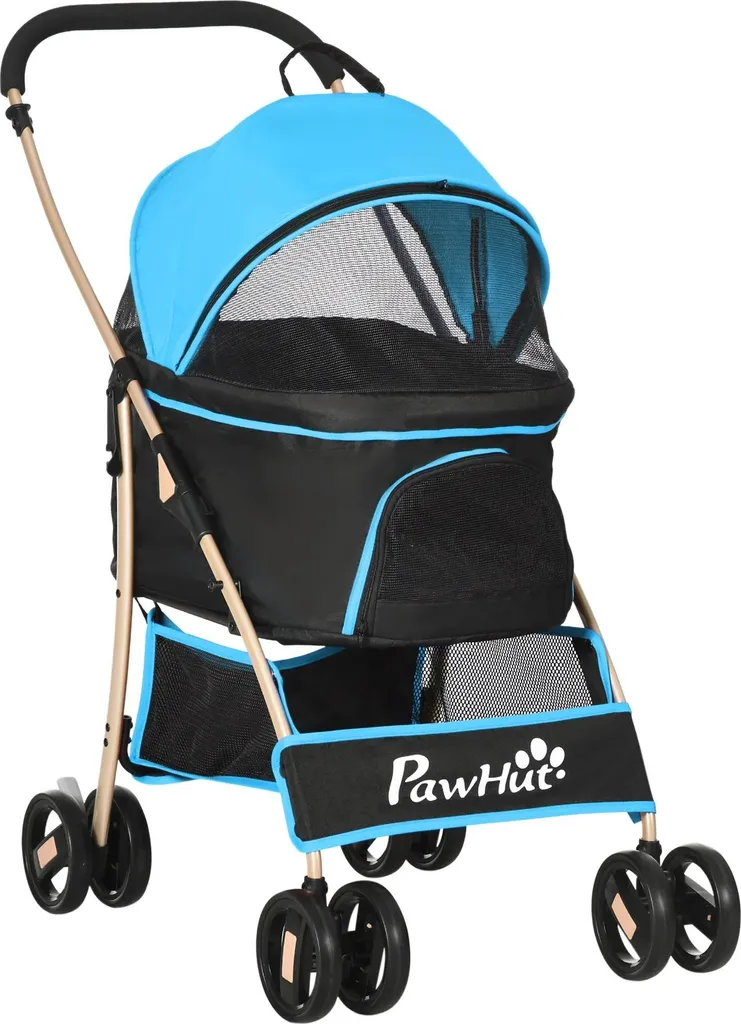 Poussette pour animaux 3 en 1 compacte avec nacelle amovible 82x49 cm