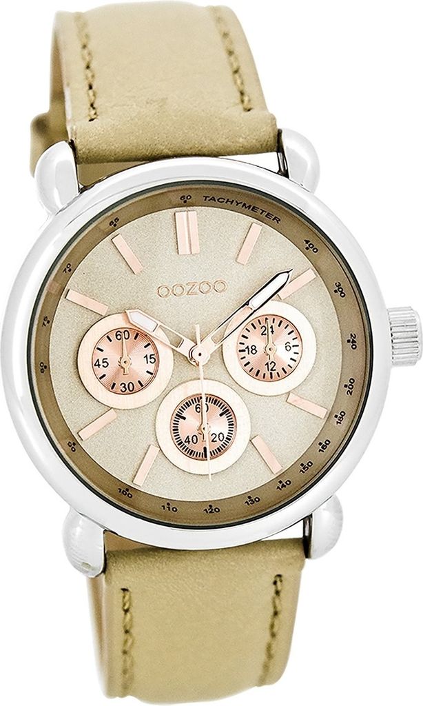 Oozoo Leder Damen Uhr Analog Quarzuhr Armband beige Produktbild 