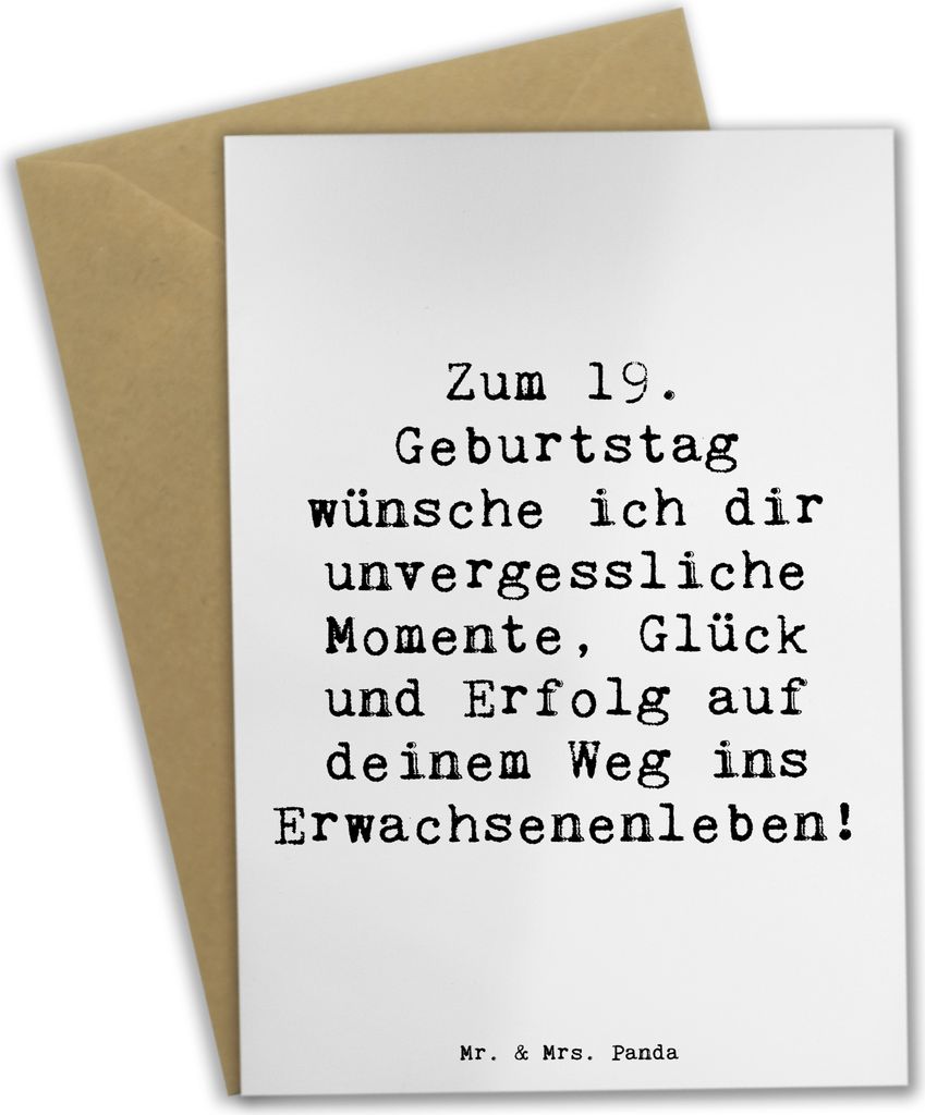 Mr. & Mrs. Panda Grußkarte Spruch 19. Geburtstag Wünsche - Weiß - Geschenk, schöne Erinnerungen, Happy Birthday, feiern, kommunionskarte, Gebur...