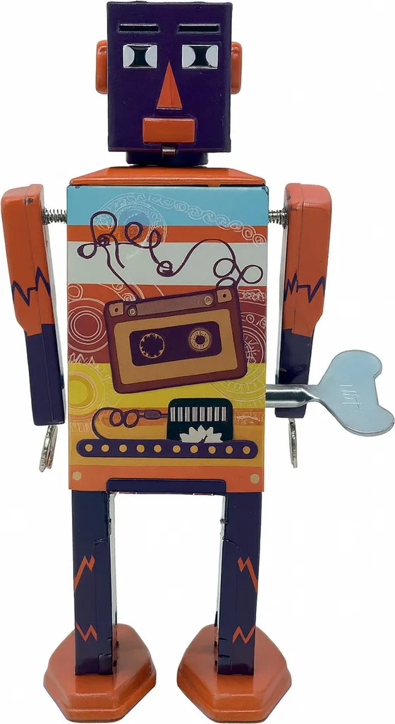 Robot en tôle Tape Bot Mr & Mrs Tin - Figurine à remonter de 16 cm