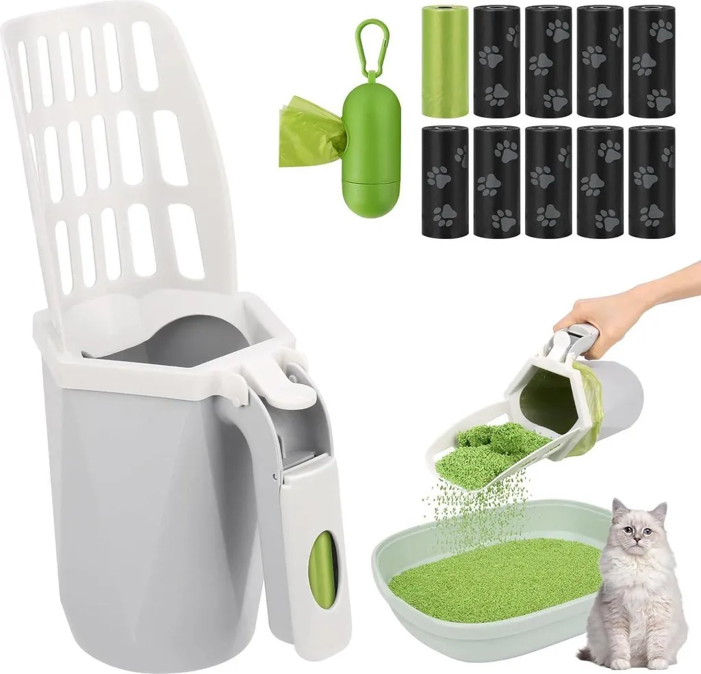 Pelle à litière chat pratique pour un nettoyage rapide et sans odeur - Gris