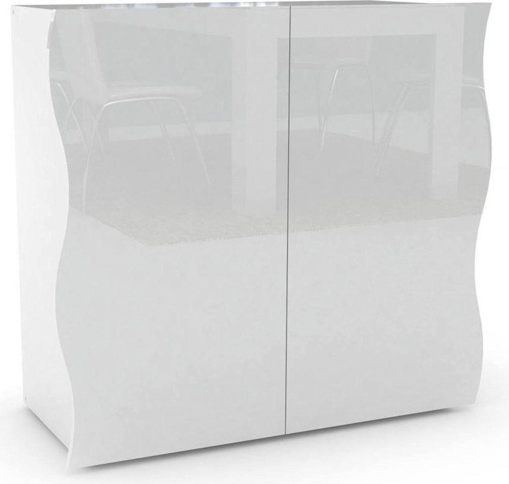 Kommode Dlandin, Küchen-Sideboard mit 2 Türen, Wohnzimmer-Buffet, 100% Italy, cm 90x40h81, glänzend weiß