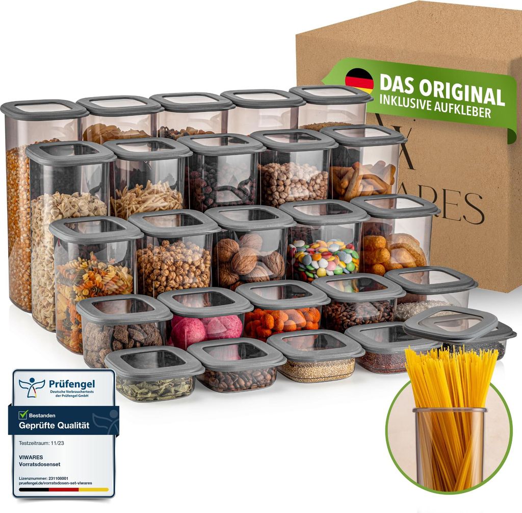 Viwares Vorratsdosen mit Deckel Luftdicht, 25er Vorratsbehälter Set BPA-Frei, Vorratsdose zur Müsli Mehl Aufbewahrung Küche, Praktische Organize...