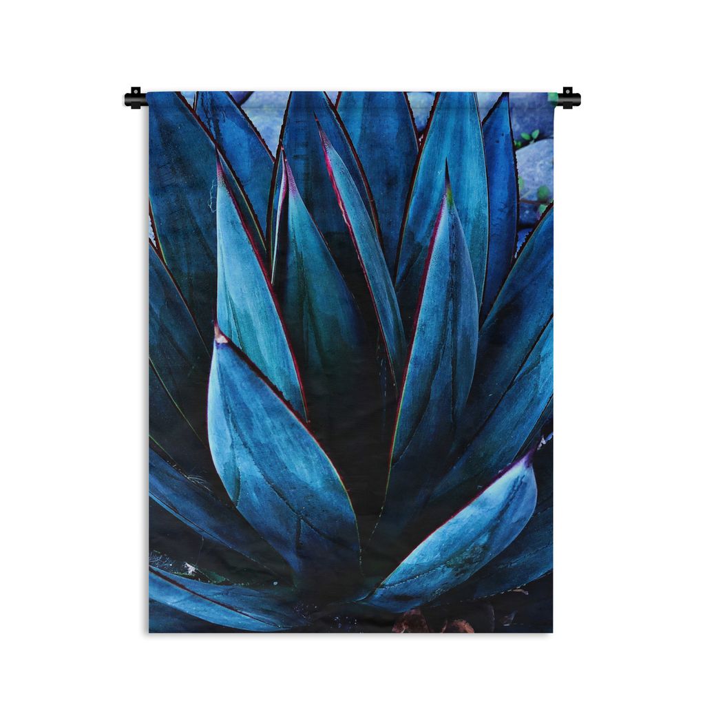 MuchoWow Wandteppich Wandbehang Agave Sukkulente in blauen Farben 60x80 cm Tapisserie Dekoration Wandtuch