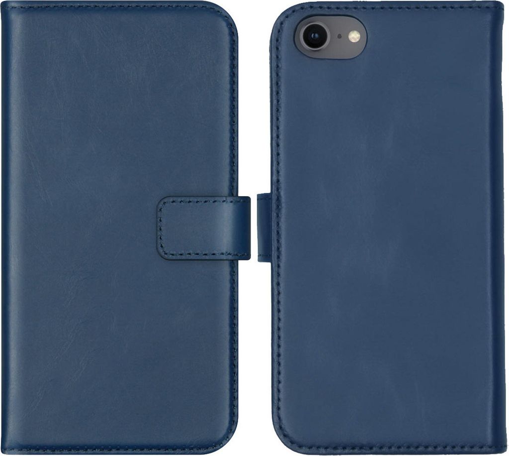 Selencia Echtleder Klapphülle iPhone SE (2022 / 2020) / 8 / 7 / 6(s) - Blau