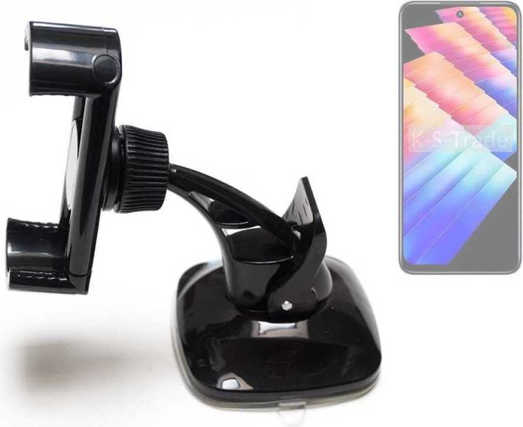 K-S-Trade kompakte Handy-Halterung Windschutzscheibe kompatibel mit Infinix Note 30 Play Armaturenbrett schwarz Autohalterung KFZ Halter