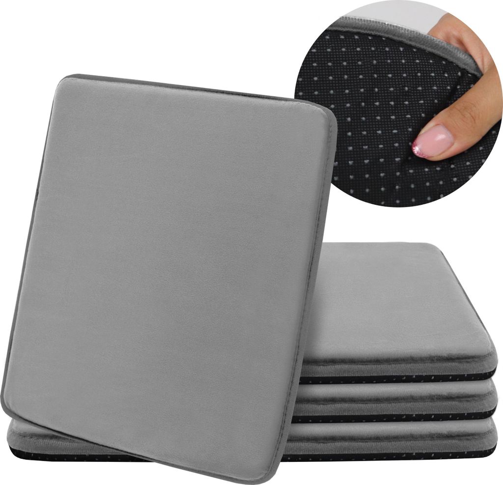 Domarex Sitzkissen für Stühle Weich Komfort Rutschfest Pflegeleicht, Grau 38x38cm (set mit 4 Teilen)