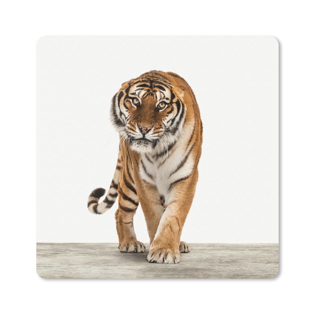 MuchoWow Mauspad Mousepad Tiger - Tiere - Holz - Jungen - Kinder 30x30 cm - Mousepads - Maus Mat - Pad - Mausunterlage - Gaming