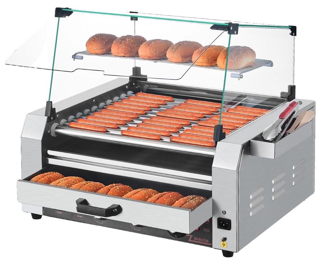 VEVOR Hot Dog Roller, 30 Hot Dog 11 Rollen, Edelstahl Produktbild 