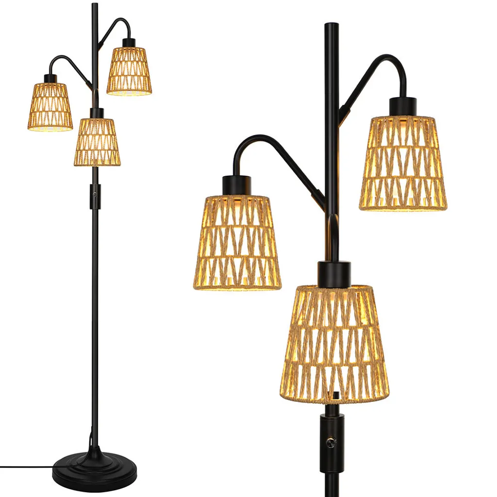 Lampada Terra Rattan Boho 175cm | Atmosfera Vintage Dimmerabile