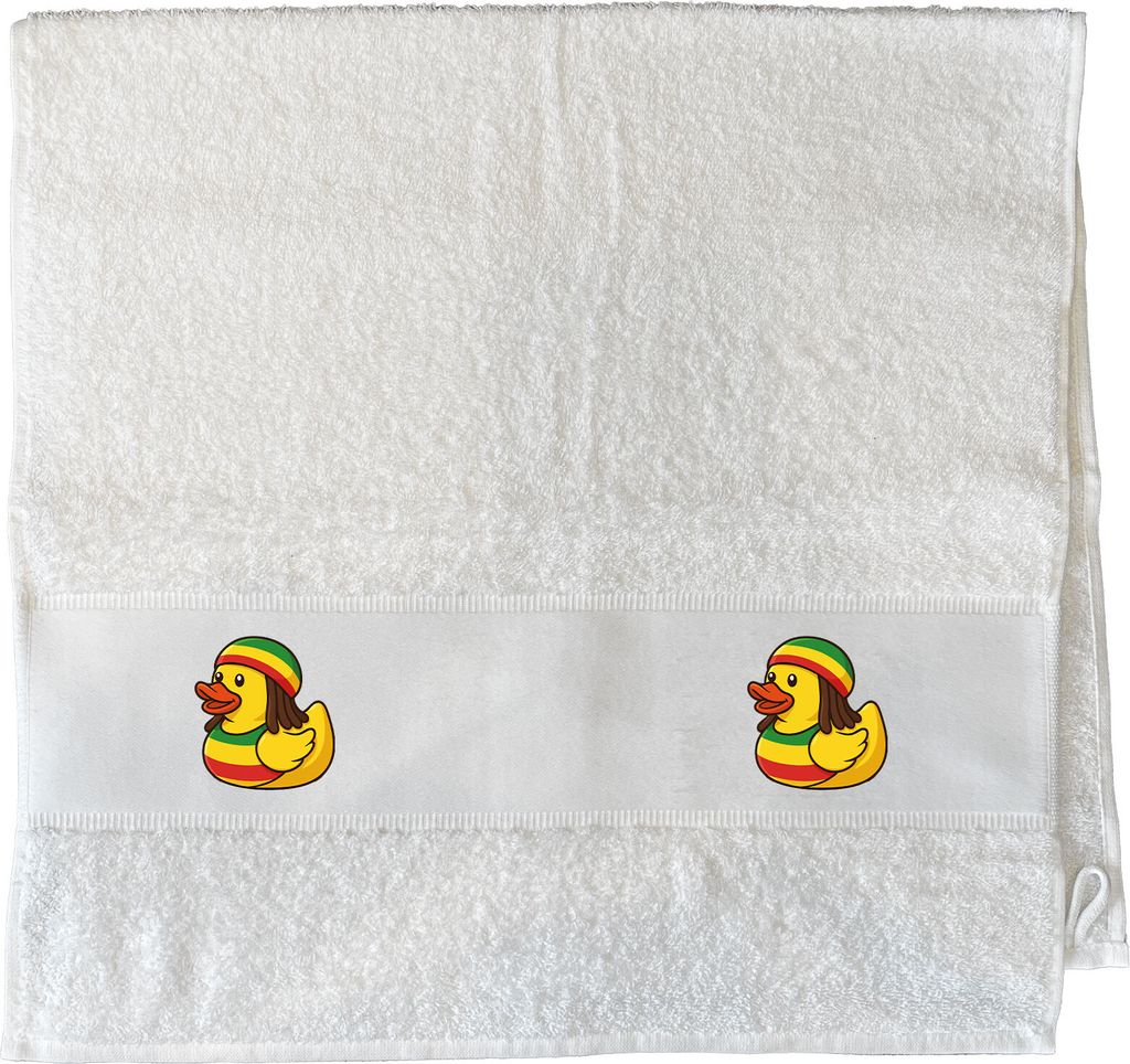 Huuraa Handtuch Quietscheente Reggae Gummiente Rastafari 50x100cm White Baumwolle Handtuch Geschenkidee
