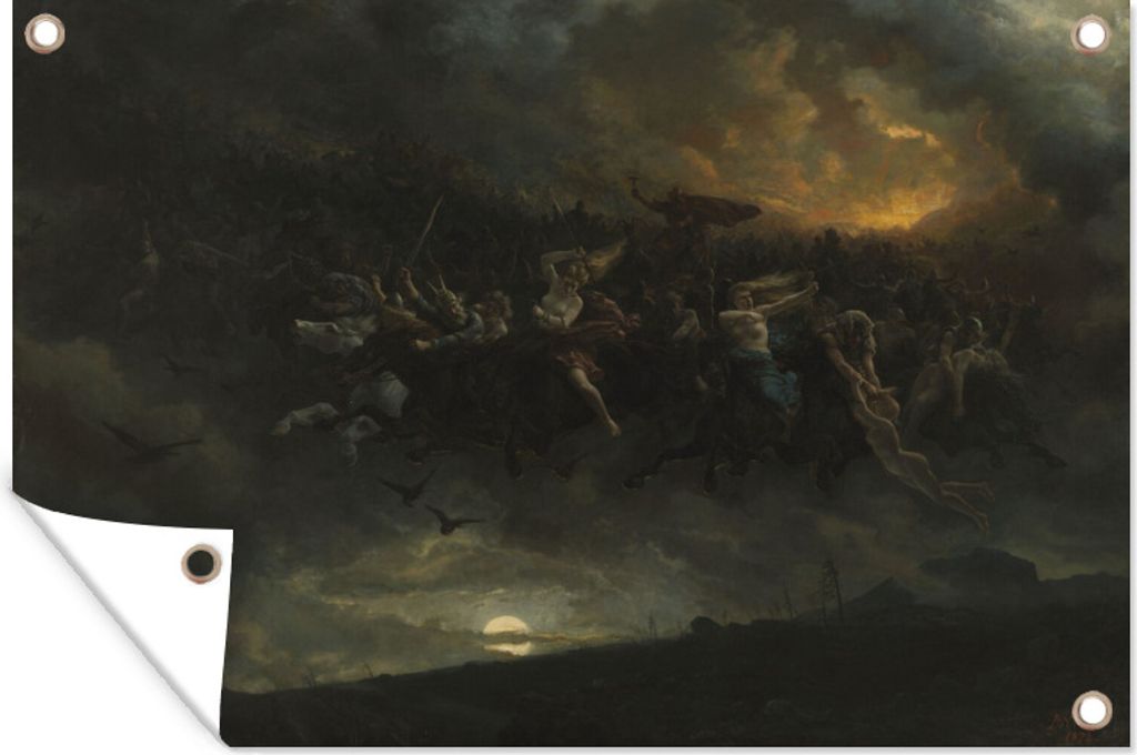 MuchoWow 120x80 cm Outdoor-Poster Gartendeko Sichtschutz Garten Poster für den Garten Die wilde Jagd nach Odin - Gemälde von Peter Nicolai Arbo