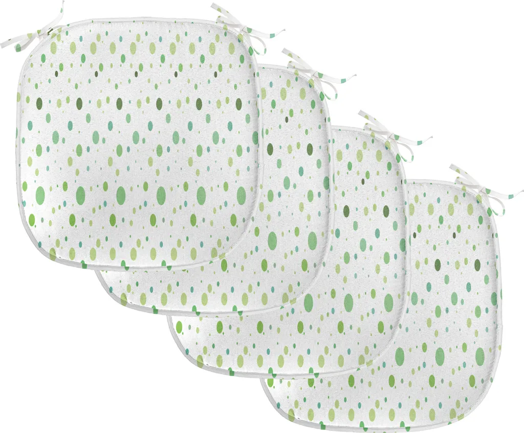 ABAKUHAUS Set 4 Cuscini Sedia 40x40 Impermeabili Verde Pois
