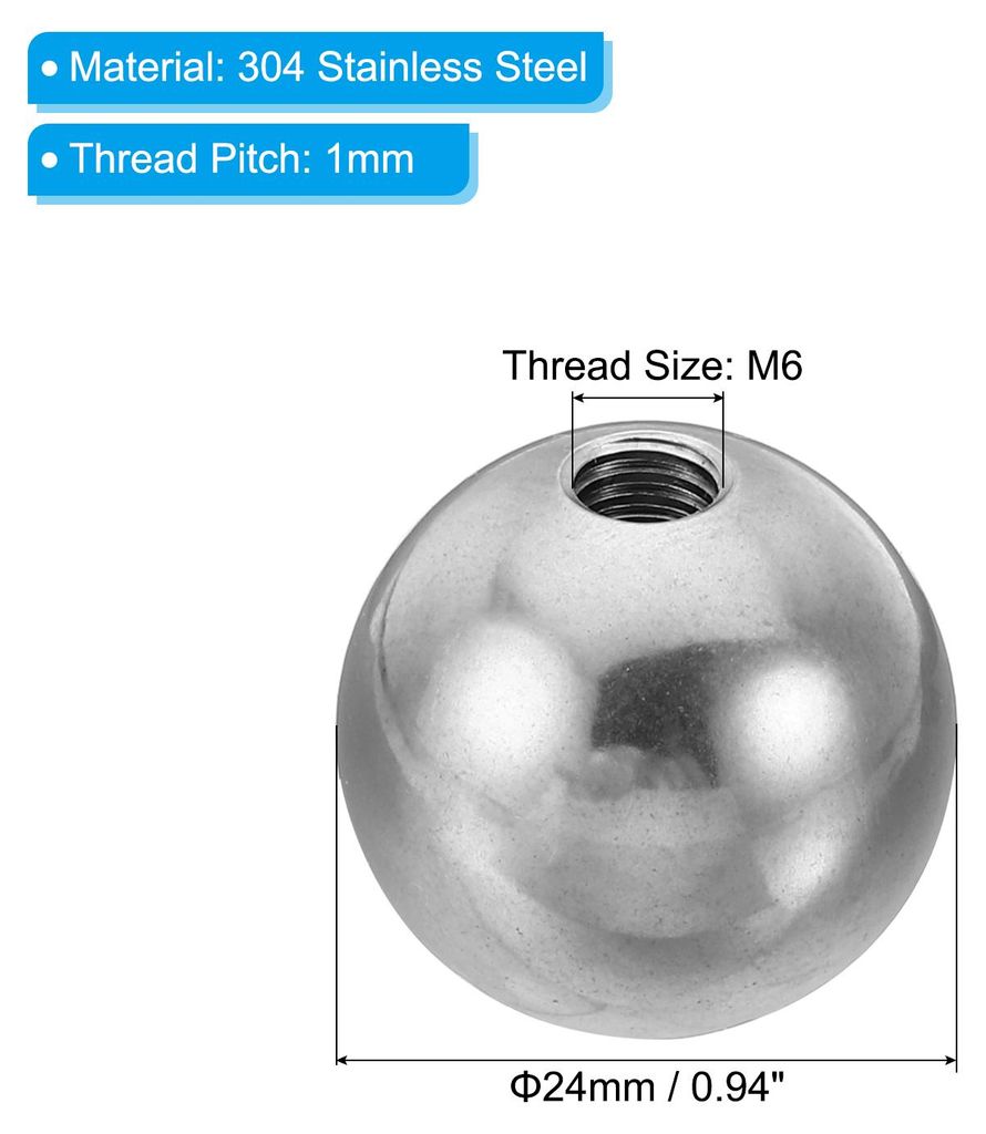 Muttern Knopf 2 Pack M6 Innengewinde 24mm AD 304 Edelstahl Runde Kugel Schraube Kappe Abdeckung fš¹r Beleuchtung M?bel DIY Dekoration Silber