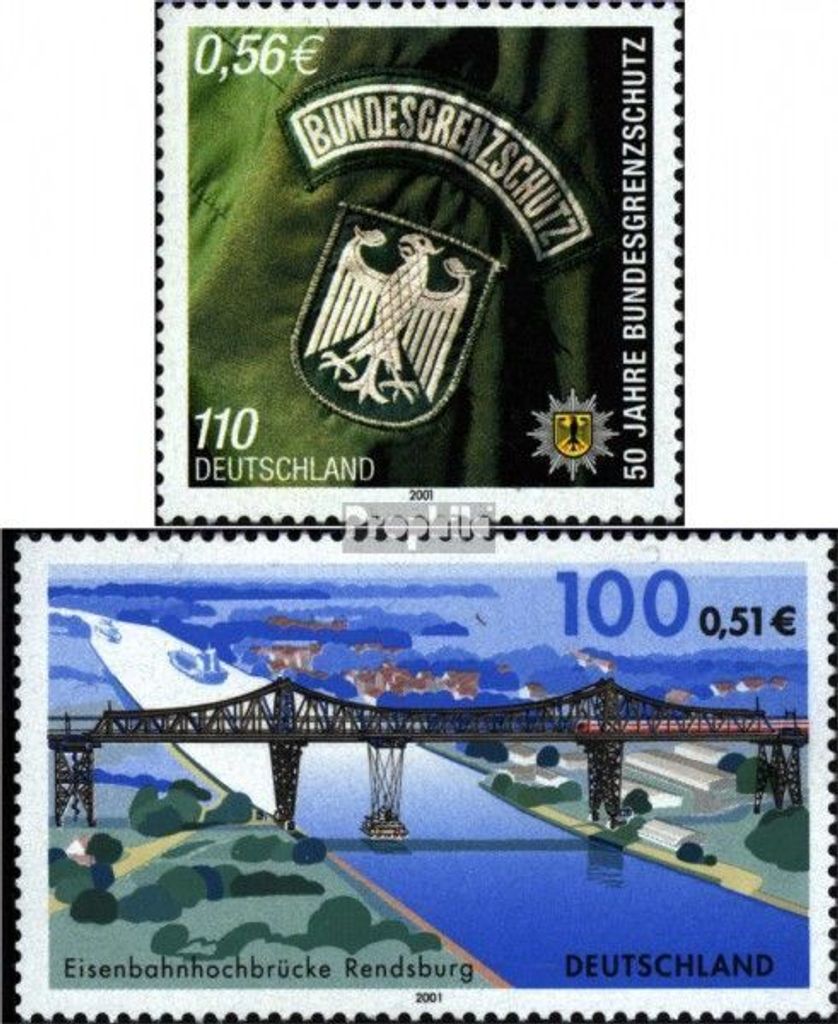 Briefmarken BRD (BR.Deutschland) 2001 Mi 2175,2178 (kompl.Ausg.) gestempelt 50 Jahre BGS