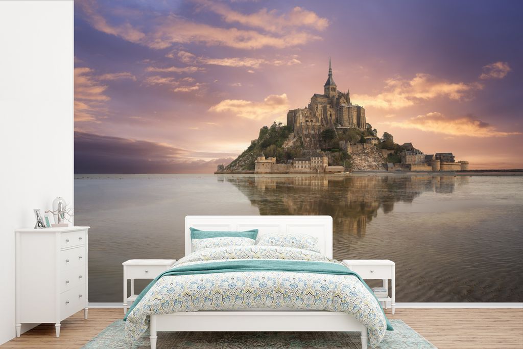 MuchoWow Fototapete für Wohnzimmer oder Schlafzimmer Wandtapete Vinyl Motivtapete Frankreich - Horizont - Wasser - 420x280 cm - Zimmer für Kinder