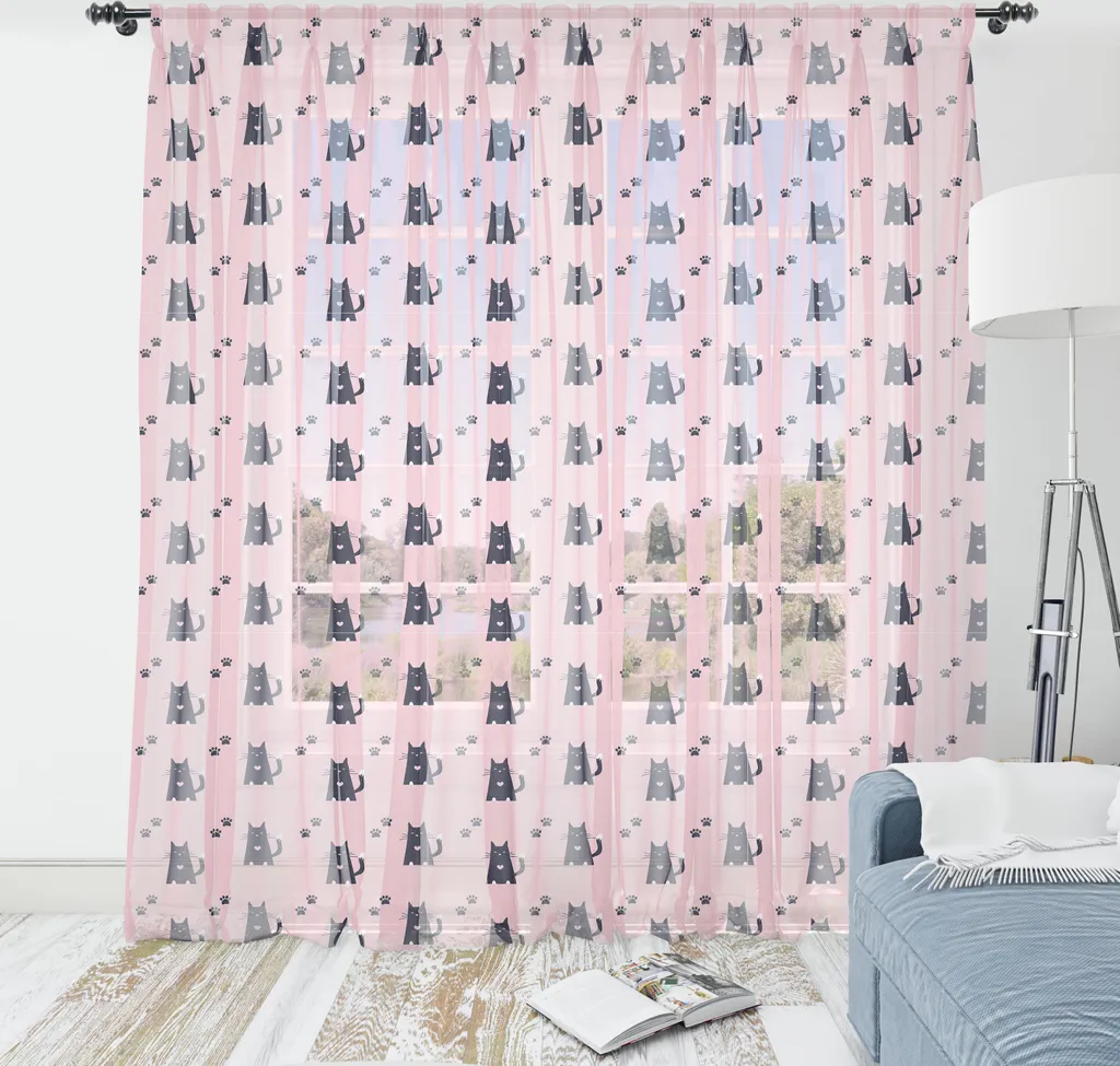 Arazzo Gatti ABAKUHAUS 135x274cm | Decorazione Parete Raso Rosa e Blu