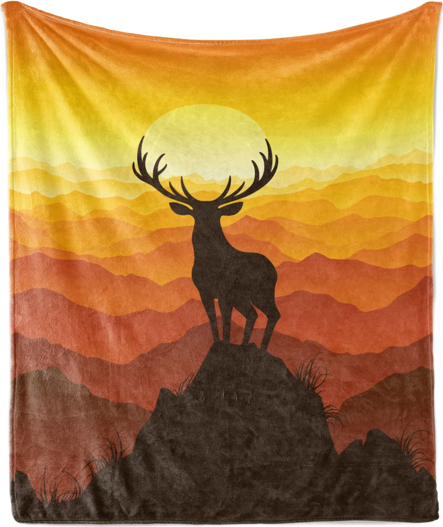 Coperta ABAKUHAUS Outdoor/Indoor 125x175: Wildlife Sunset Hill