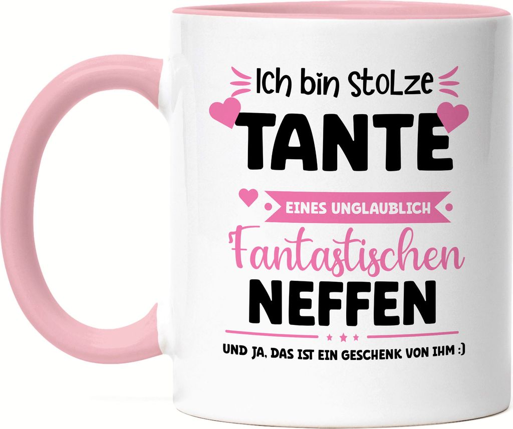 Ich bin stolze Tante Tasse Rosa Geschenk Geburtstag Tante Neffe