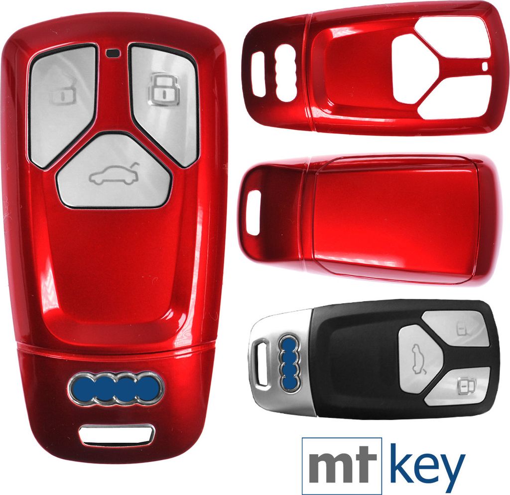 Auto Schlüssel Kunststoff Hülle ABS Plastik Schutz Cover Rot kompatibel mit Audi A4 A5 A6 A7 TT Q2 Q5 Q7 A8 Q8 KEYLESS SMARTKEY