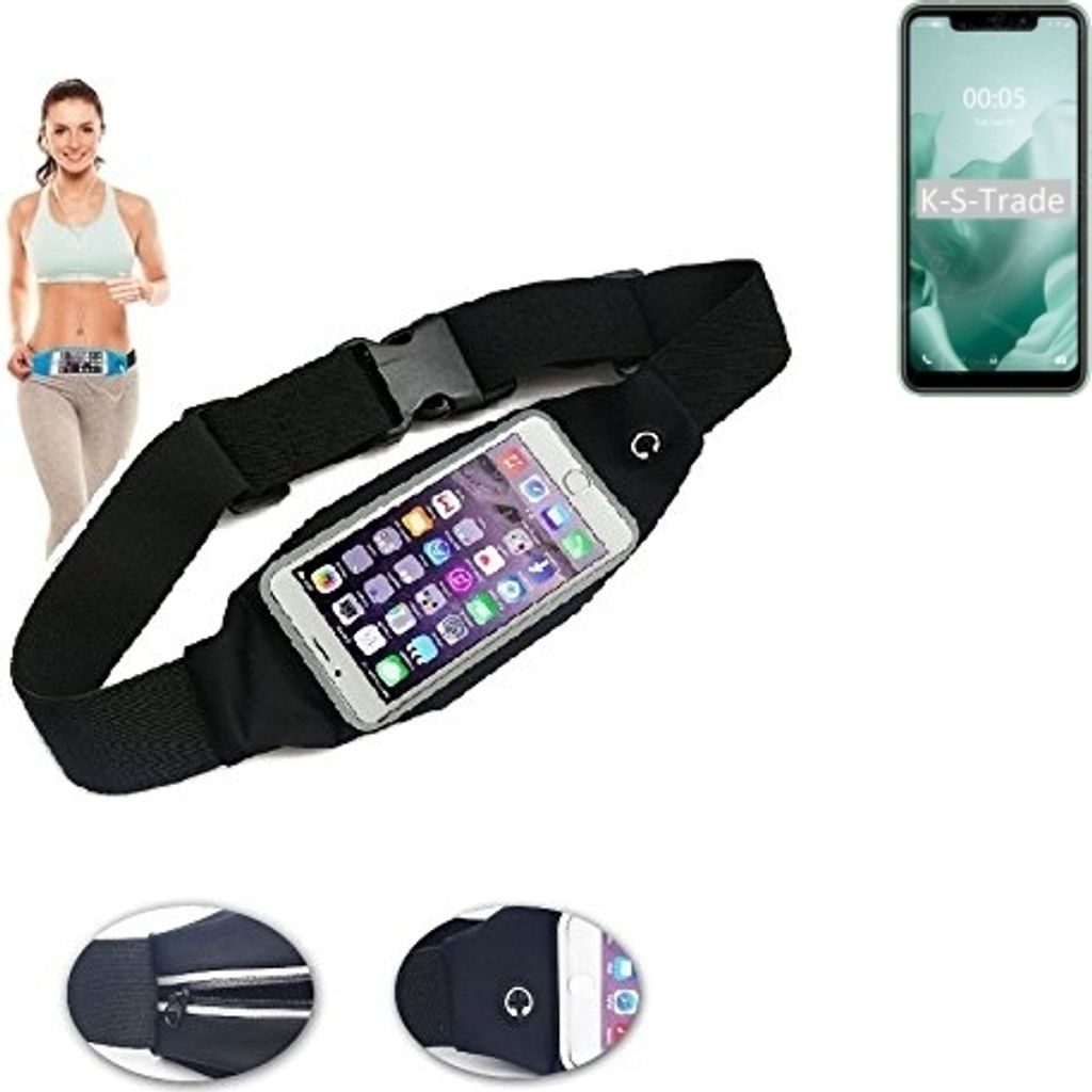 K-S-Trade Jogging-Armband kompatibel mit Oukitel C22 Gürteltasche Umhängetasche Bauchtasche schwarz Sport Running Jogging Fitness Laufen Exercise