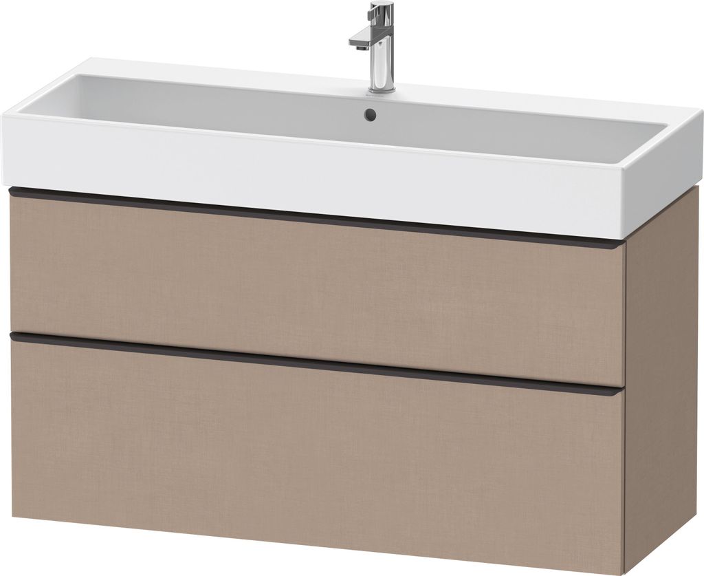 Duravit D-Neo Waschtischunterbau wandhängend, 1184x625x442mm, 1 Auszug, 1 Schubkasten, mit Griff Diamantschwarz, DE43750BD750000