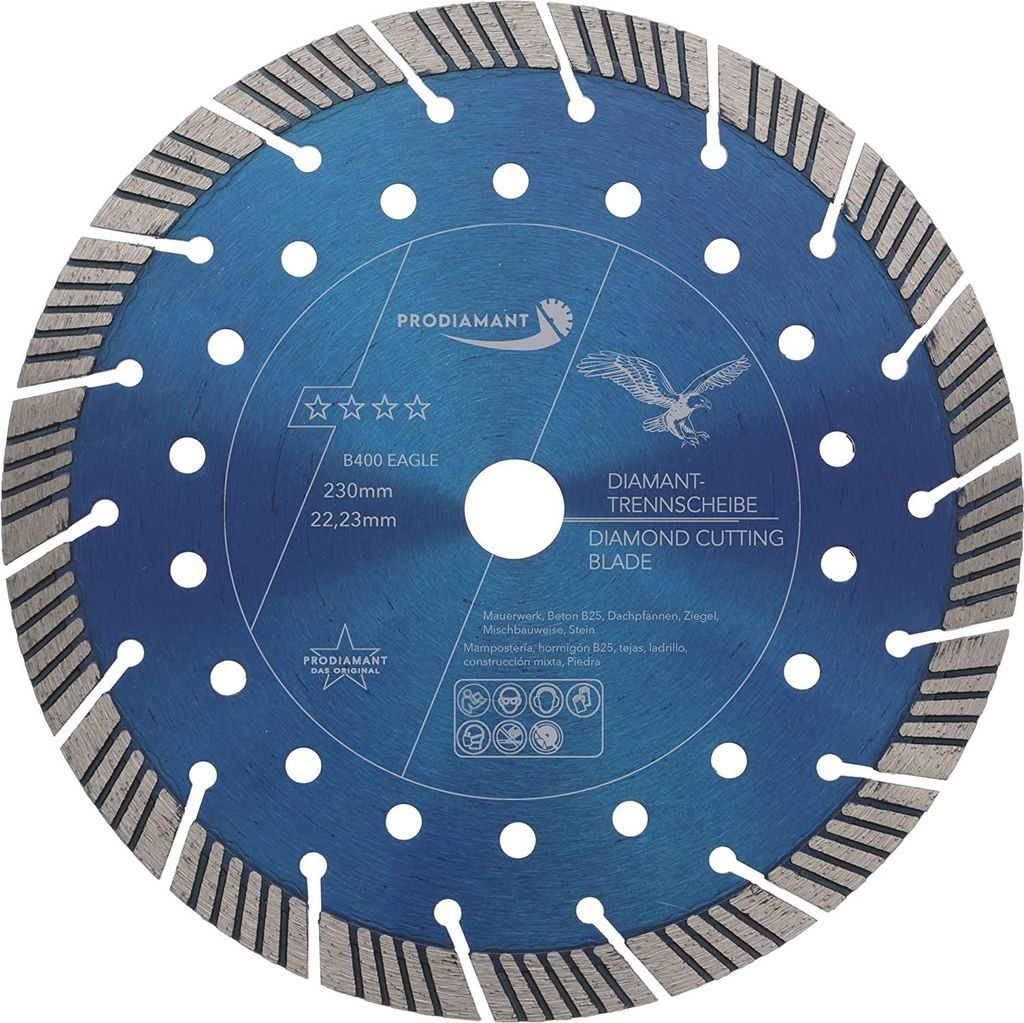 PRODIAMANT Diamanttrennscheibe 230mm für Mauerwerk, Beton, Dachpfannen, Ziegel,