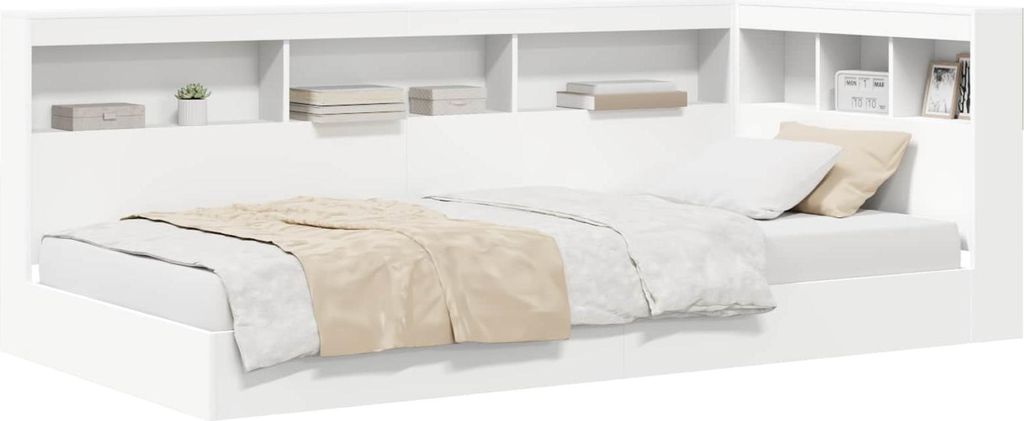 vidaXL Bücherregal-Bett mit Regal Weiß 90 x 190 cm Produktbild 
