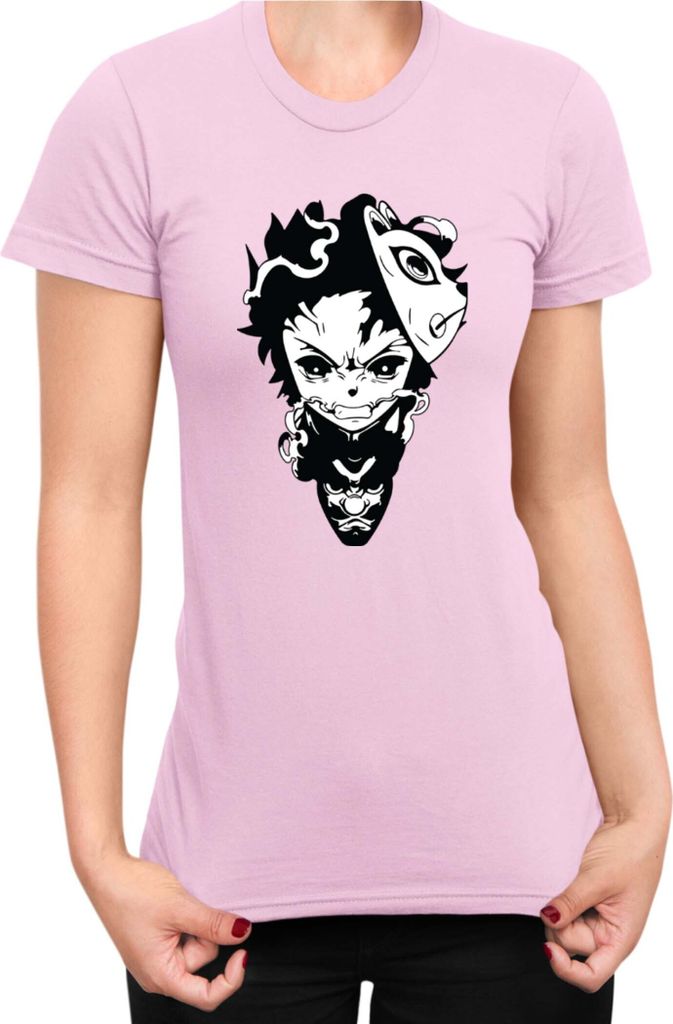 Damen T-Shirt Demon Anime Slayer Kimetsu No Yaiba Tanjiro Kamado 003, Lady L / Hellrosa