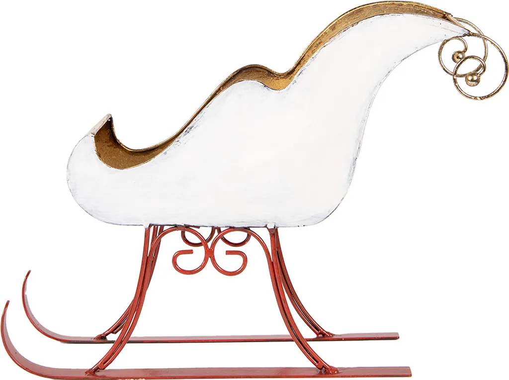 Clayre & Eef Slitta Natalizia Bianca 37cm - Decorazione in Metallo