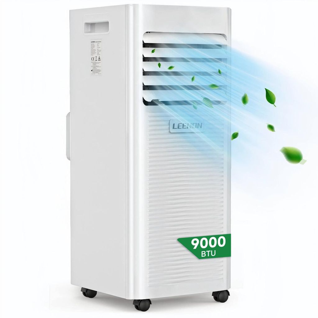 Mobiles Klimagerät 9000 BTU mit Abluftschlauch, 4-in-1 Klimaanlage mit Fernbedienung ,LED Display, ,für Schlafzimmer, Wohnzimmer& Büro