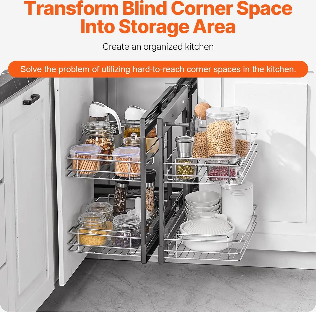 Organisateur de Cuisine en Acier Chrome avec 4 Paniers Extensibles