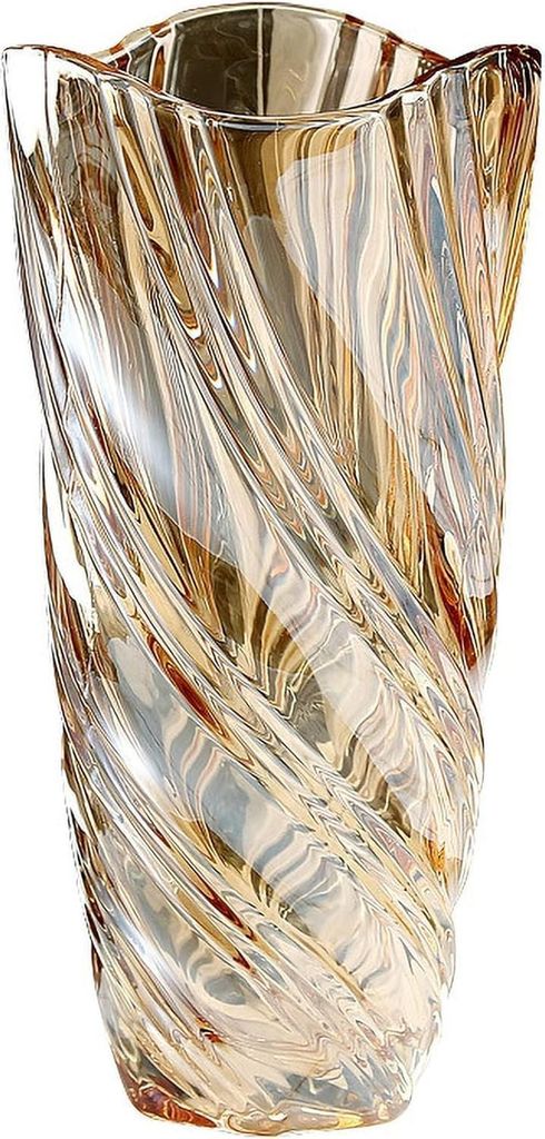 Moderne Kristallglasvase, 24 cm, nordisch groß, für Blumen und Tulpensträuße - Dekoration und Hochzeitsgeschenk (Bernstein)