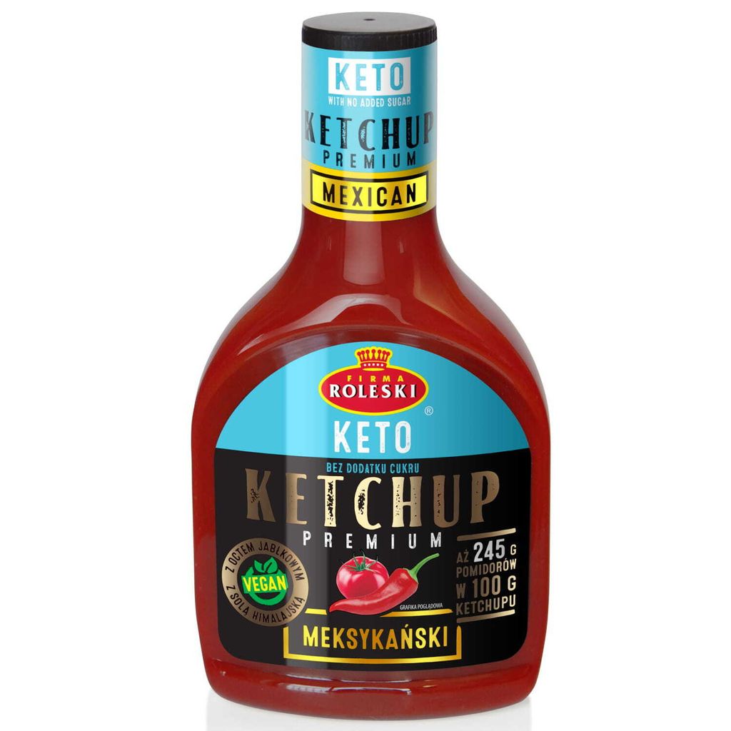 A bottle of ketchup on a white background.