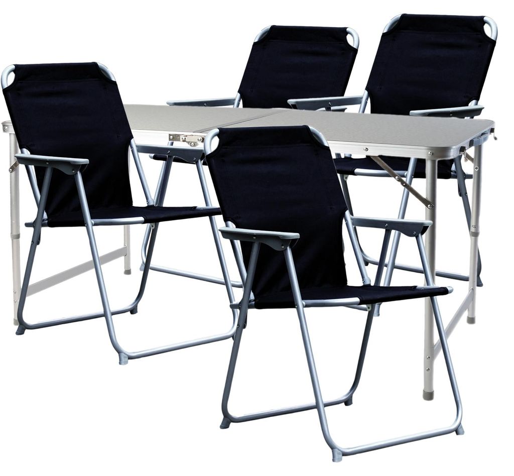 5-teiliges Campingmöbel Set Alu wetterfest  120x60x58/70cm Produktbild 