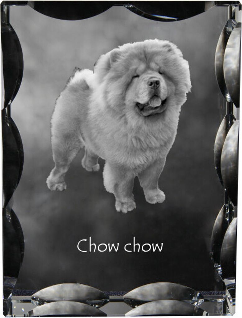 Chow Chow - Kristall mit einem Hundebild, Glasstatuette mit einem Bild, einzigartiger Bilderrahmen der Marke Art-Dog