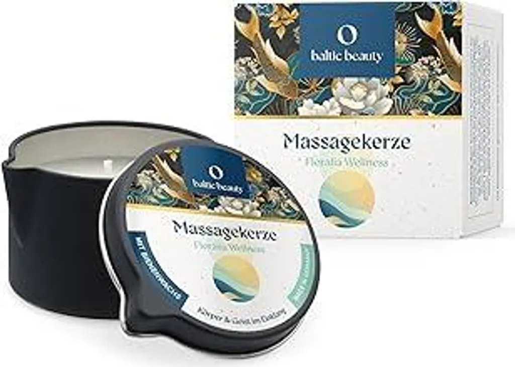 Candela da massaggio esclusiva Baltic Beauty - Floralia Wellness - Massaggi rinfrescanti - Formula nutriente - Ottimo regalo per il partner - In pratico barattolo con beccuccio - 80 ml