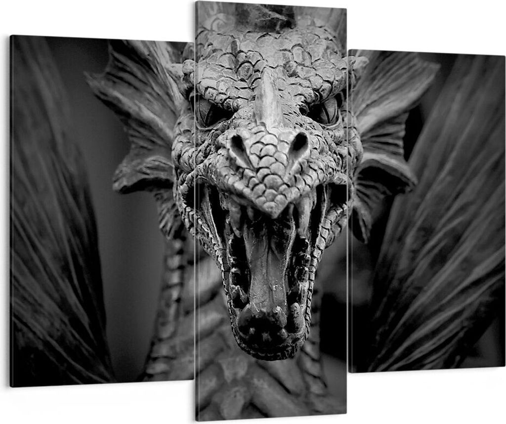 Bild auf Leinwand - Leinwandbild - Drache Kreatur Waage - 130x100cm - Wand Bild - Wanddeko - Leinwanddruck - Bilder - Kunstdruck - Wanddekoration -...