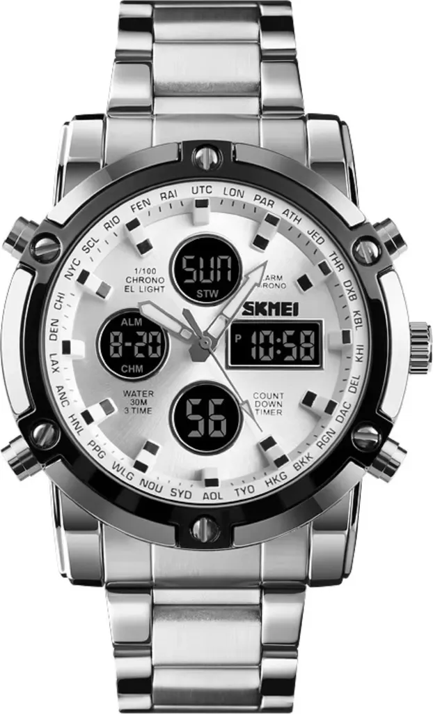 Montre-bracelet en Acier Argenté pour Homme - Style Classique SKMEI