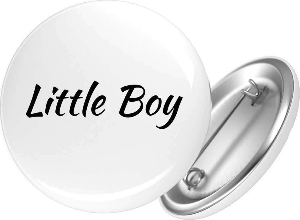 Huuraa Button Little Boy Schriftzug 59mm rund mit Produktbild 