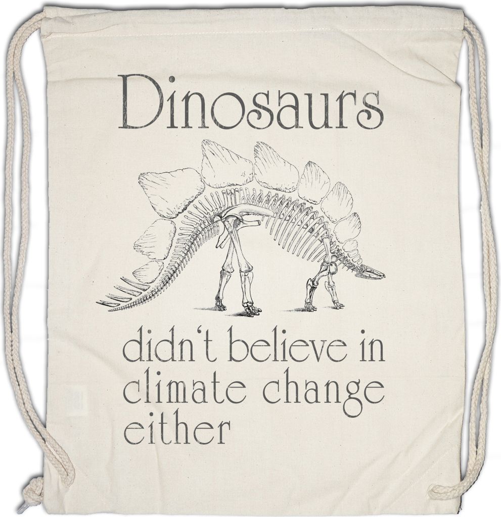 Urban Backwoods Dinosaurs Climate Change, Turnbeutel, Farbe: Beige